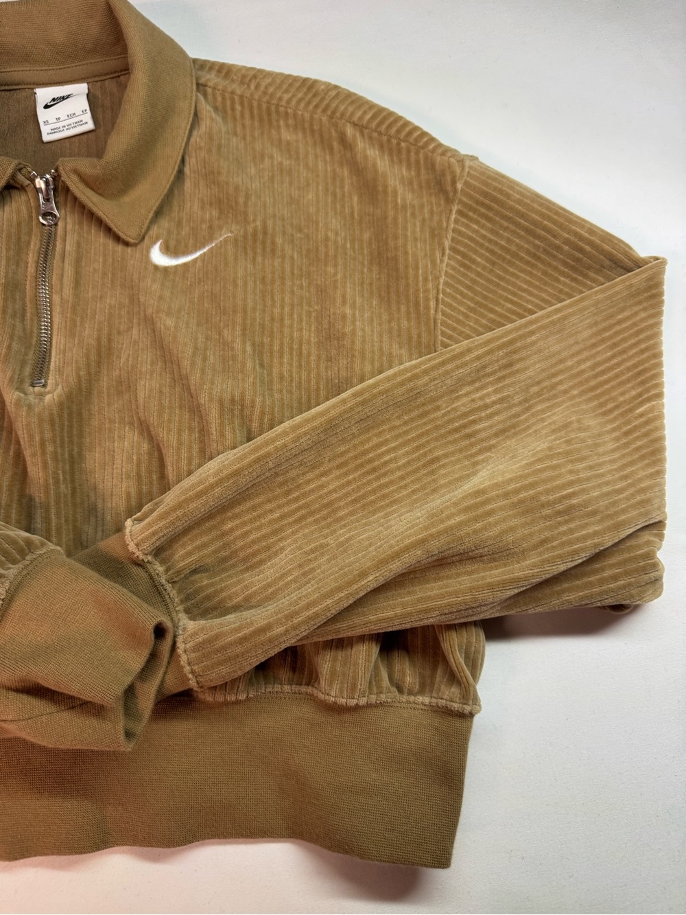 Nike Women’s Brown Corduroy Half-Zip Sweatshirt